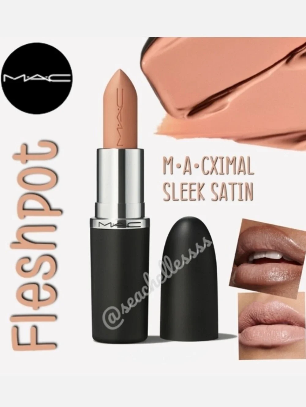 MACximal Sleek Satin Nude Lipstick Fleshpot Flesh Nude Brand New In Box